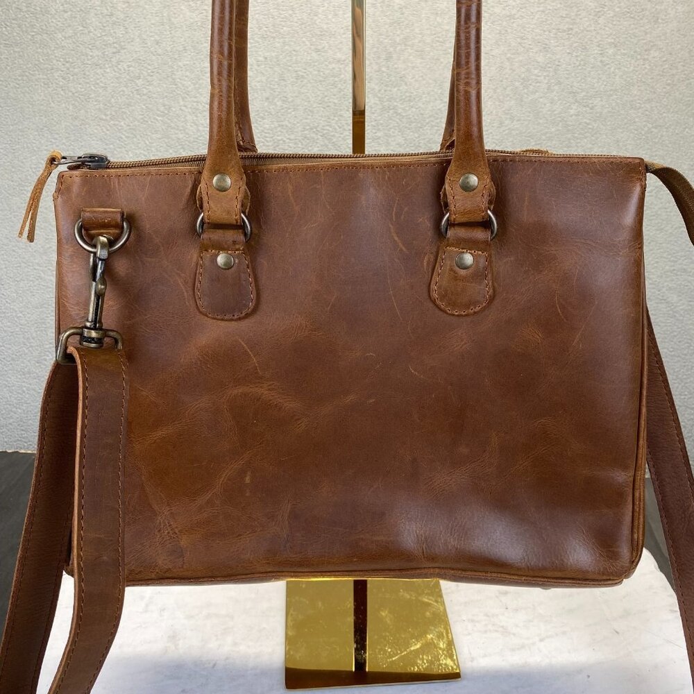 Women's Tote Genuine Excellent Brown Leather Shoulder Lady Purse Crossbody Bag - Picture 15 of 15